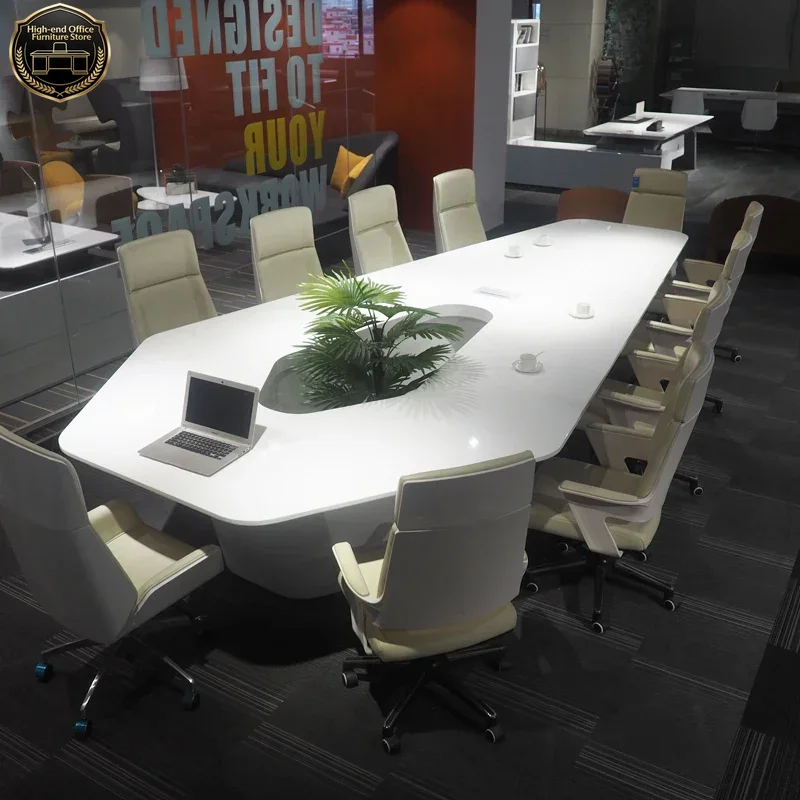High Tech Office Room - Tavolo da Conferenza Moderno Bianco High-Tech